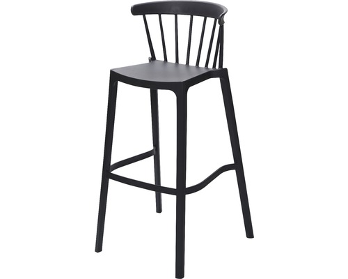 Svart barstol med ryggstöd och fotstöd