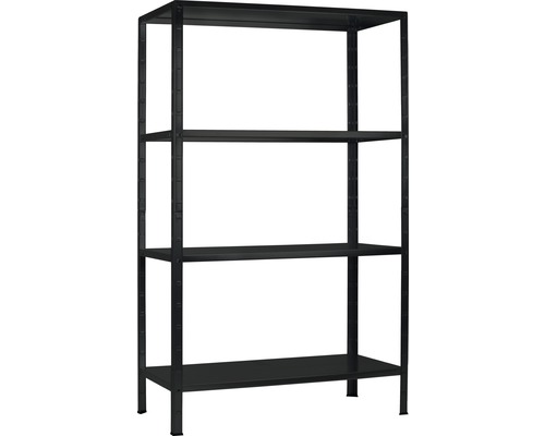 Förvaringshylla SCHULTE REGALWELT 180x100x40cm metall svart 4 hyllplan max. 260kg Svart metallhylla med fyra hyllor för förvaring och organisering.