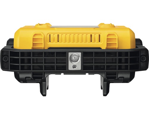 Detaljvy av DeWALT batteridriven byggarbetsplatslampa
