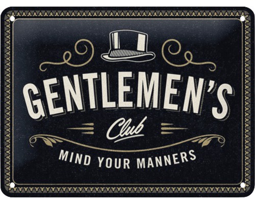 Plåtskylt NOSTALGIC ART Gentlemen's Club 15x20cm