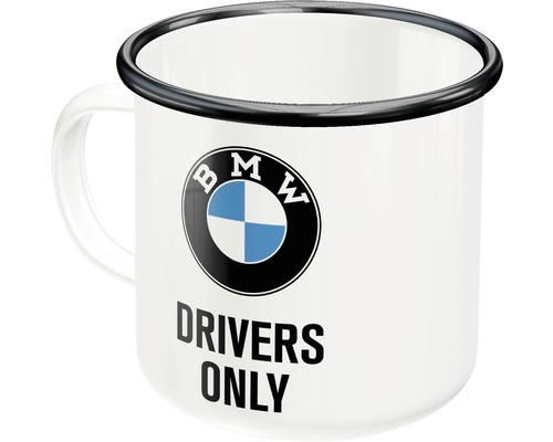 Emmaljmugg med BMW-logga och texten ''Drivers Only''