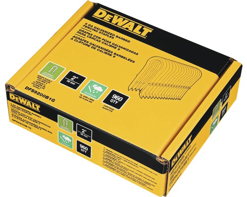 DeWalt logotyp, galvaniserade klammer kaliber 9, 960 stycken, längd 50 millimeter