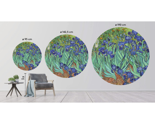 "Dekorativ väggmålning med målningen ""Irisar"" av Vincent van Gogh i tre storlekar"