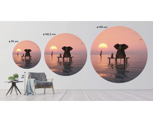 Väggdekal med elefant och surikat vid havet i olika storlekar