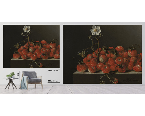 Väggbild med jordgubbsmotiv, mått 340 x 254 centimeter