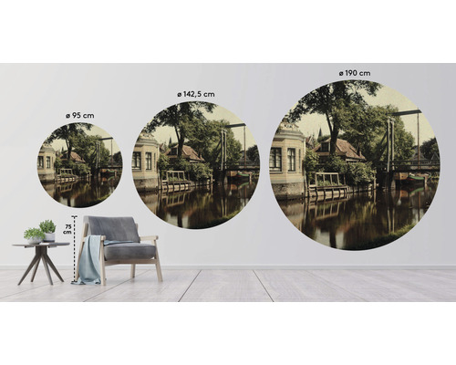 Fototapet med motiv av en kanal med bro i olika storlekar