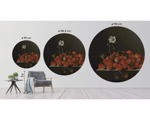Väggdekoration med jordgubbsmotiv i tre olika storlekar