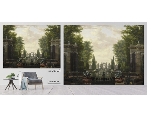 Fototapet med trädgårdsmotiv och måtten 340 gånger 254 centimeter