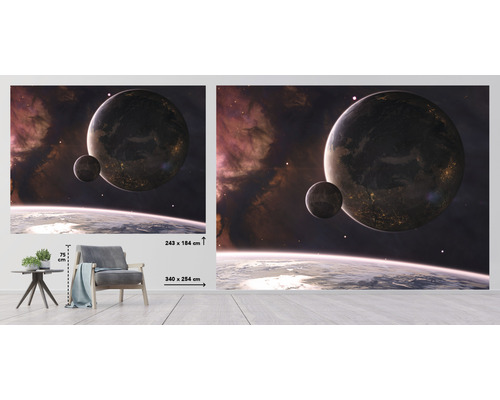 Rymdtapet med planetmotiv för väggdekoration