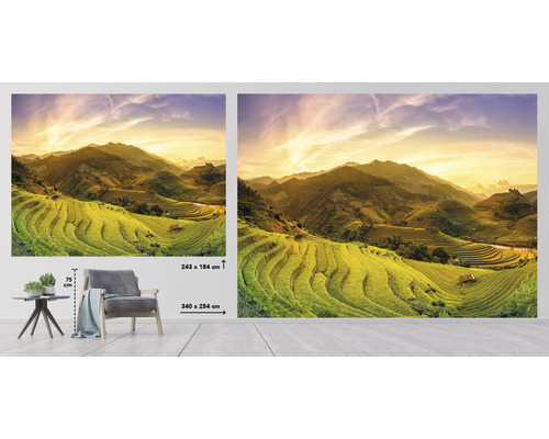 Fototapet med landskapsmotiv, risfältsterrasser