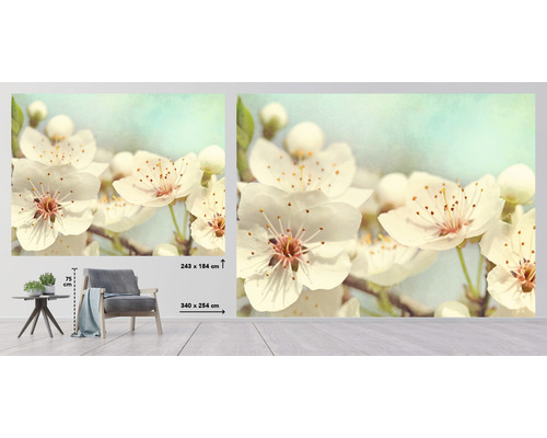 Väggbild med körsbärsblomstermönster i två storlekar