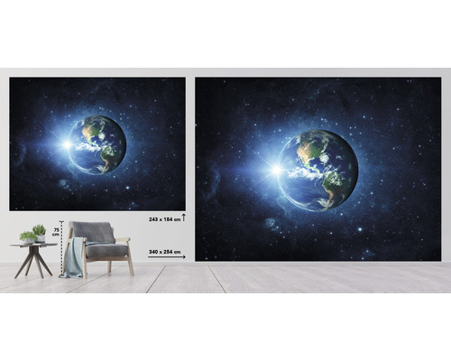 Väggmålning med jordmotiv i rymden, 340 x 254 centimeter