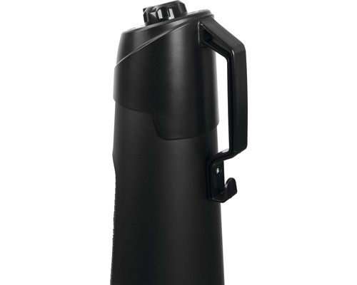 Närbild av en svart rengöringsenhet med handtag och justeringsratt.