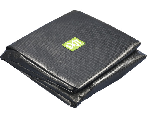 EXIT Toys logotyp på en hopfälld skyddsmatta för studsmatta