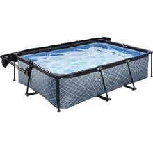 Rektangulär pool med stålram och skydd