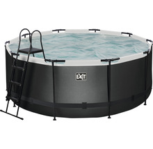 Ovanjordspool med stege och Exit-logotyp