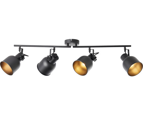Svart taklampa med fyra spotlights
