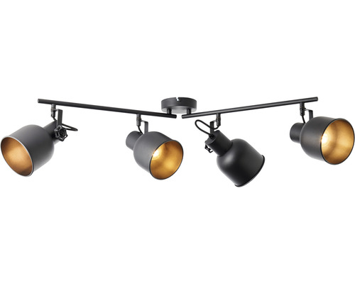 Svart taklampa med fyra spotlights