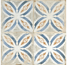 Kakel med blått och brunt blommönster