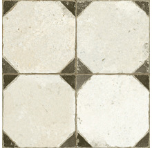 Fyra åttkantiga plattor lagda intill varandra med fyrkantiga hörn dekorationer.