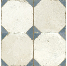 Fyra keramiska golvplattor med geometriskt mönster