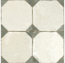 Fyra åttkantiga keramiska golvplattor med dekorativt mönster