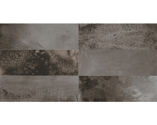 Närbild av sex grå plattor med olika texturer