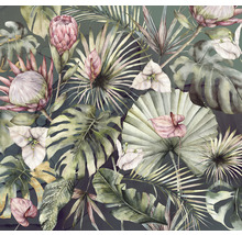 Mönster av tropiska blad och blommor