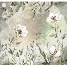 Målning med blommor och blad