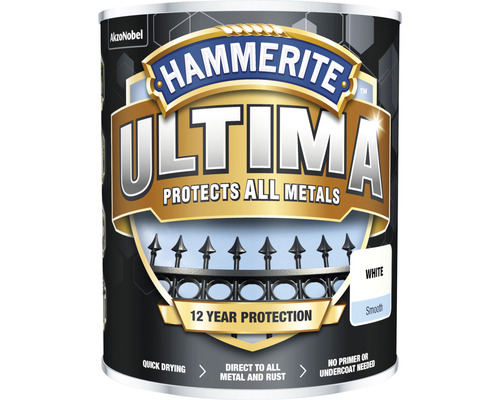 Metallfärg HAMMERITE Ultima Smooth vit 0,25L