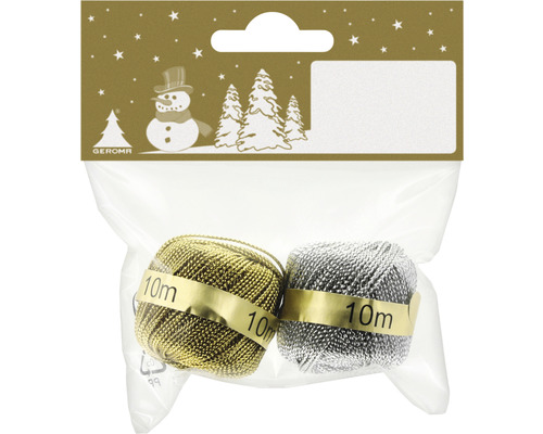 Dekorativt garnset med guld och silver, 10 meter vardera