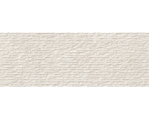 Kakel Grunge stripes beige matt 32x90x1,05 cm Dekorativ väggplatta med horisontellt spårmönster.