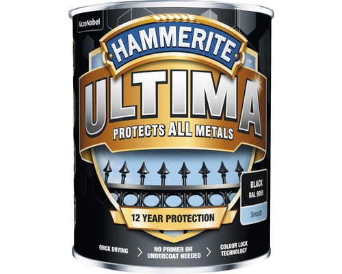 Metallfärg HAMMERITE Ultima Smooth svart 0,25L