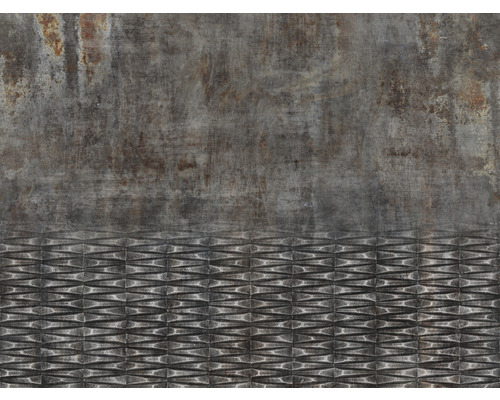 Fototapet RASCH Digital Industri grå 8 delar 400x300cm Dekorativ väggplatta med metallyta och geometriskt mönster
