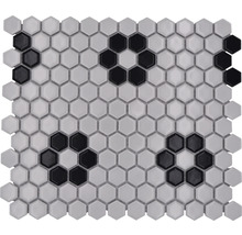 Mosaikplatta med sexkantiga element och mönster