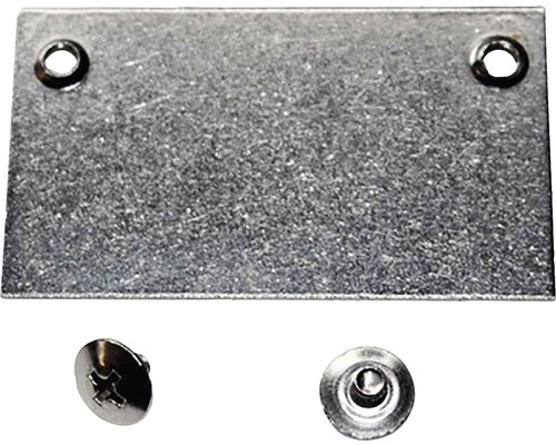 Metallplatta med två hål, skruv och bult