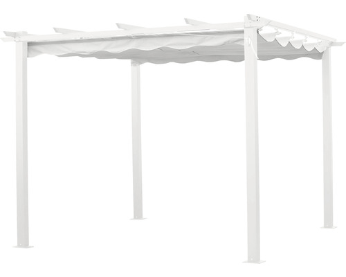 Fristående vit pergola med tygtak