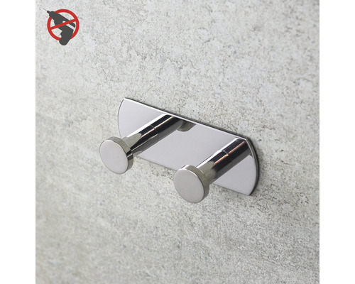 Dubbel klädkrok av metall för väggmontering utan borrning