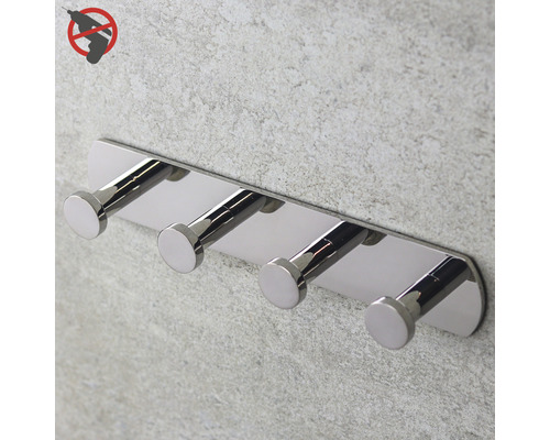 Garderobstång med fyra krokar för väggmontering