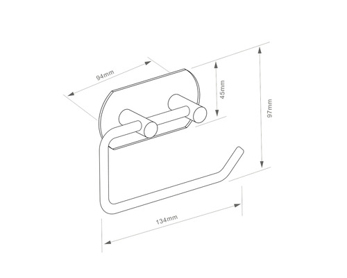 Teknisk ritning av en toalettpappershållare med dimensioner