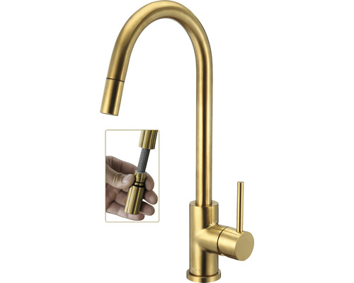 Köksblandare av metall med utdragbar dusch