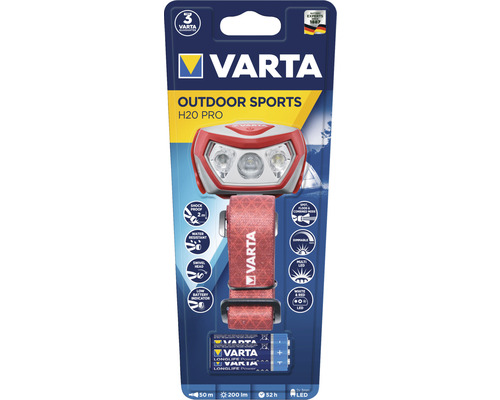 Varta pannlampa Outdoor Sports H20 Pro med batterier i förpackning