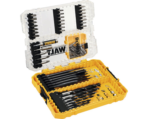 Dewalt borr- och bitsats i gult och transparent fodral