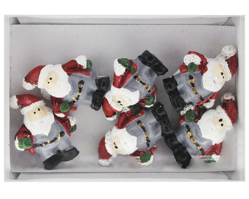 Tomtar i polyresin med klisterpunkt 6-pack Juldekorationer Santa Claus i set