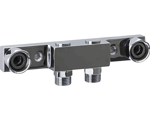 Blandarfäste GELIA utanpåliggande rördragning 40-160 mm c/c krom blank G15/40CC Distributionsblock med två utgångar