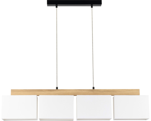 Pendellampa med fyra lampor i trä och metall