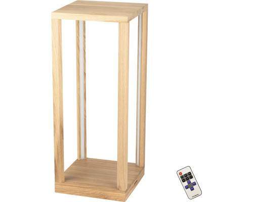 Golvlampa i trä med fjärrkontroll