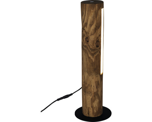 Golvlampa i trä med integrerad LED-belysning och strömkabel