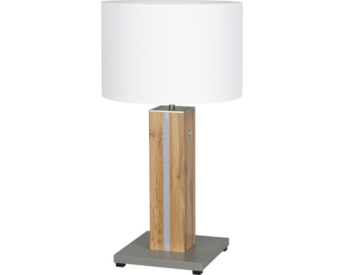 Bordslampa med träfot och tygskärm