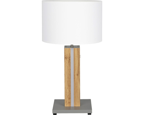 Bordslampa med lampskärm och träfot